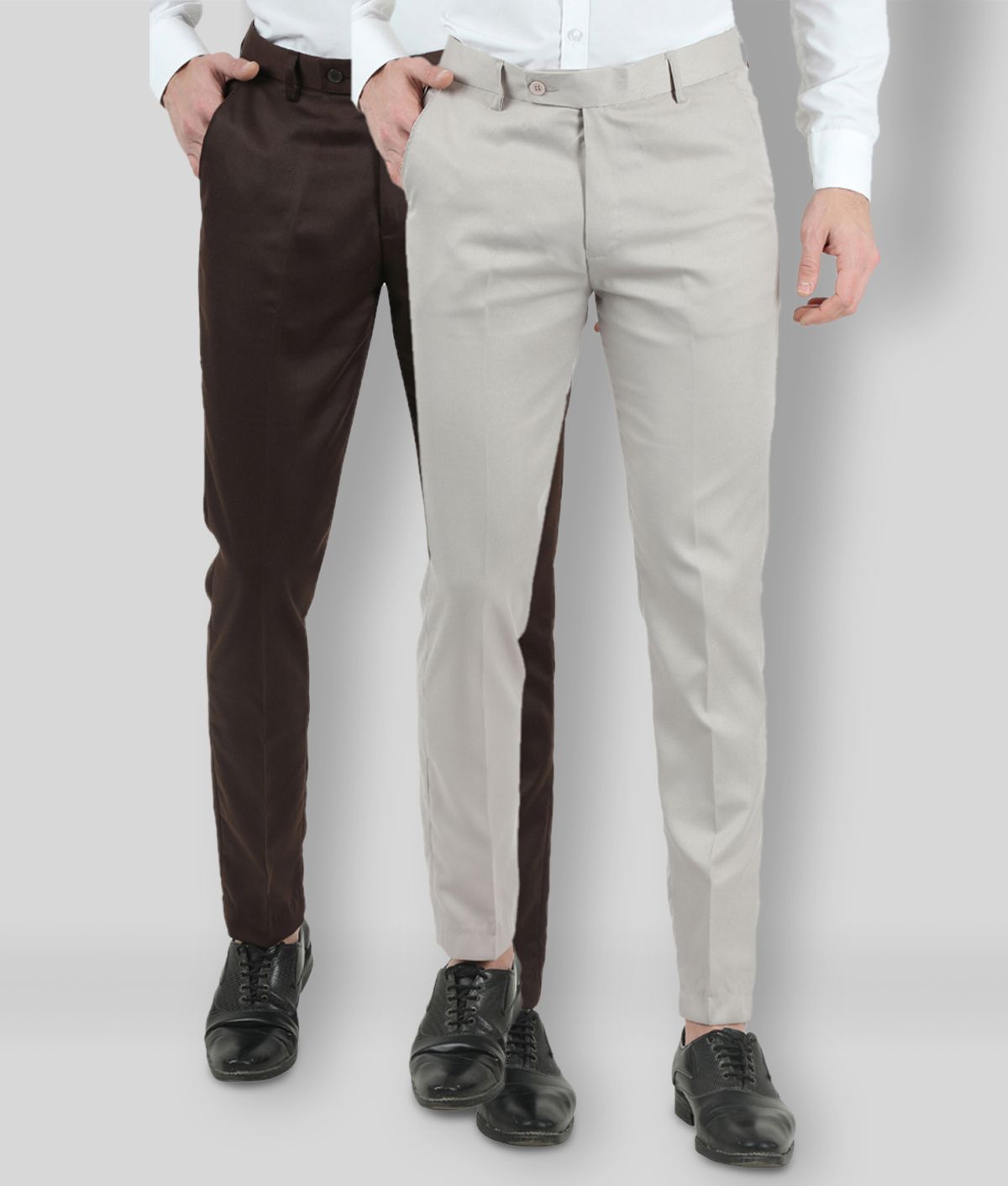     			VEI SASTRE - Multicolored Polycotton Slim - Fit Men's Formal Pants ( Pack of 2 )
