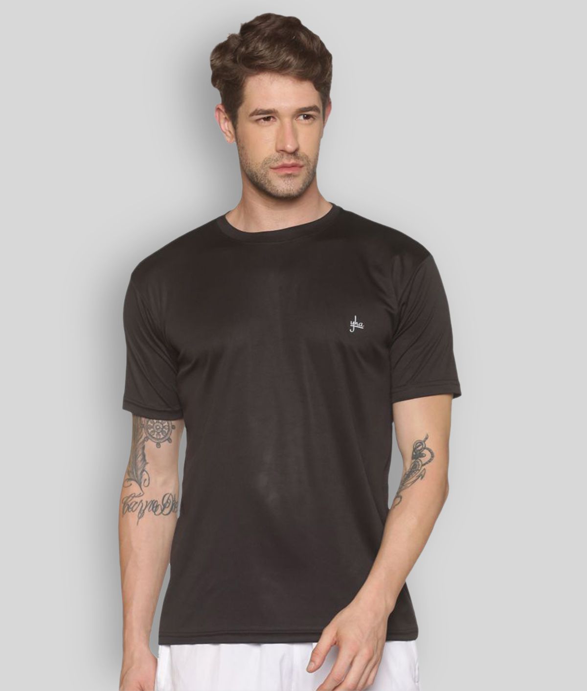     			YHA - Black Polyester Regular Fit Men's Sports T-Shirt ( Pack of 1 )