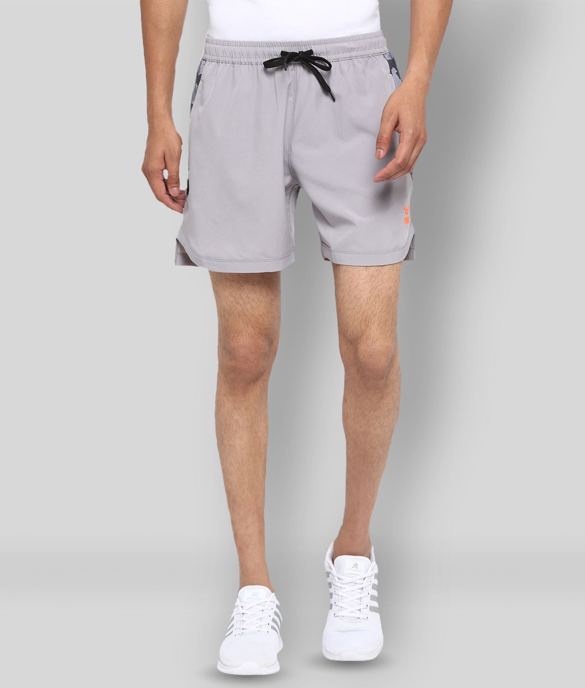     			YUUKI Grey Polyester Cotton Running Shorts