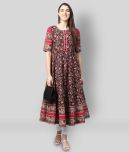 Yash Gallery - Black Cotton Women's Flared Kurti ( Pack of 1 )