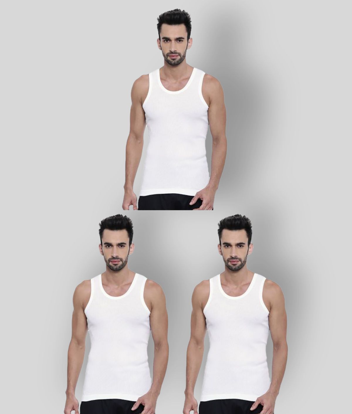     			Dixcy Scott - White Cotton Men's Vest ( Pack of 3 )