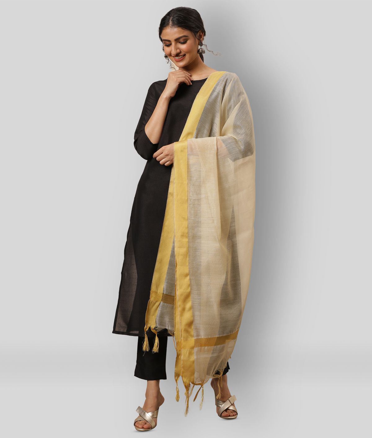     			Janasya - Black Straight Silk Women's Stitched Salwar Suit ( Pack of 1 )