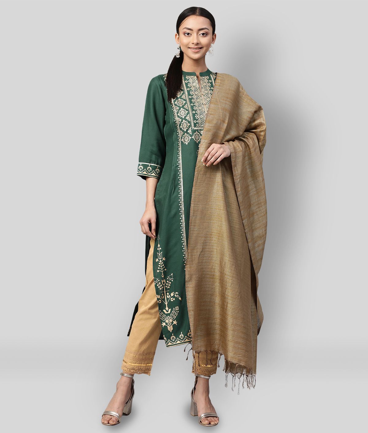     			Juniper - Green Rayon Women's Straight Kurti ( Pack of 1 )