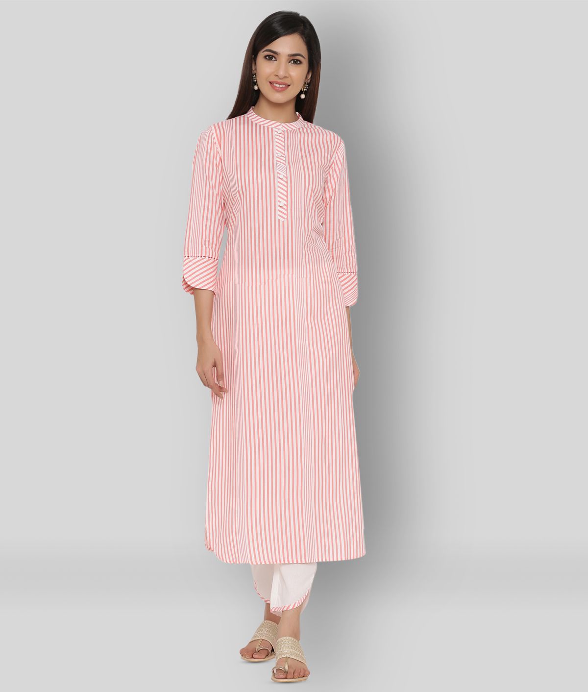     			KIPEK - Pink Straight Cotton Women's Stitched Salwar Suit ( Pack of 1 )