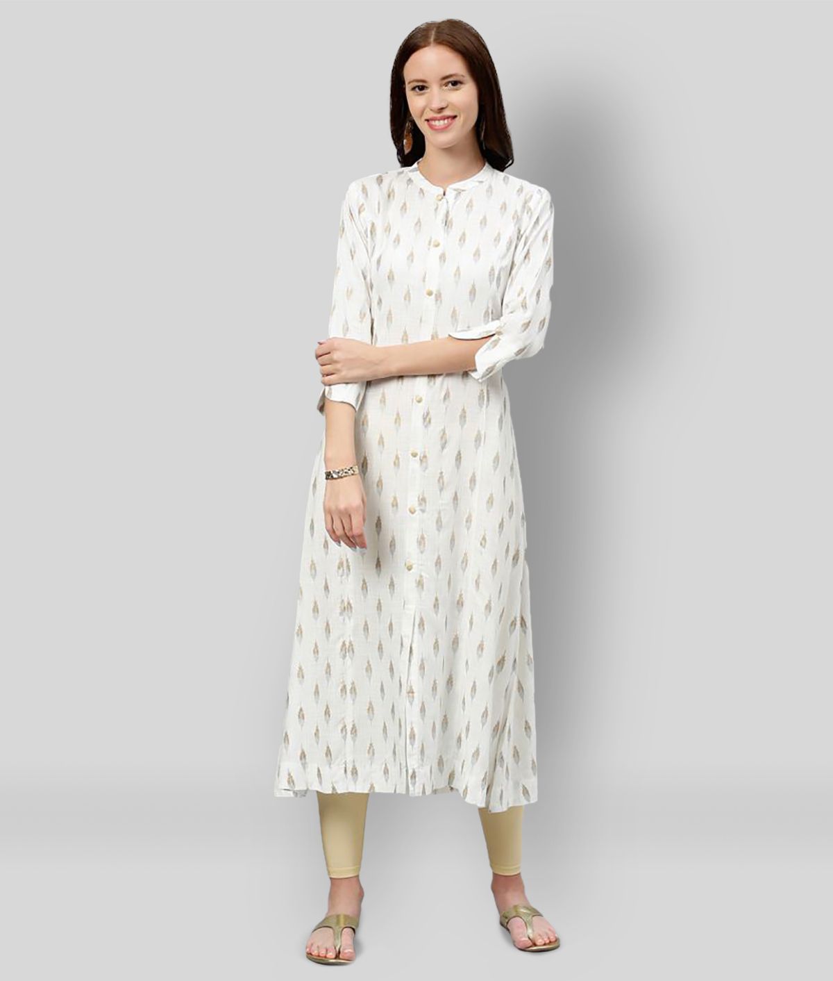     			KIPEK - White Rayon Women's Straight Kurti