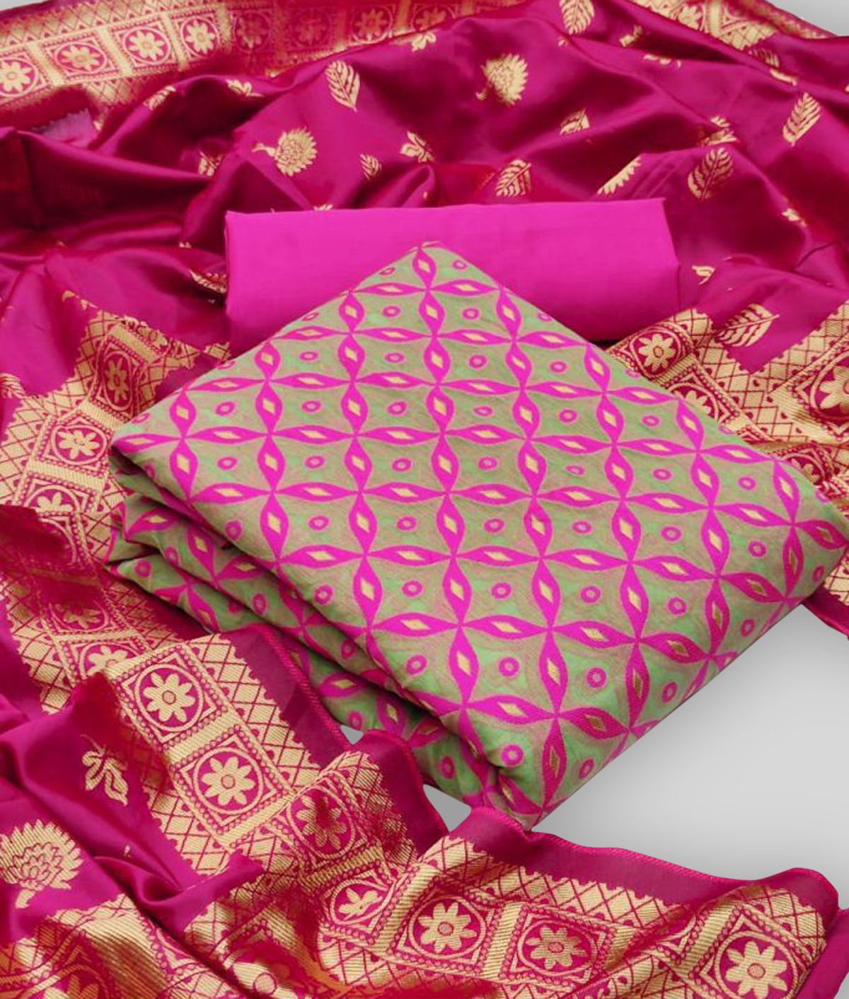     			Panihari Creations Pink Cotton Unstitched Dress Material