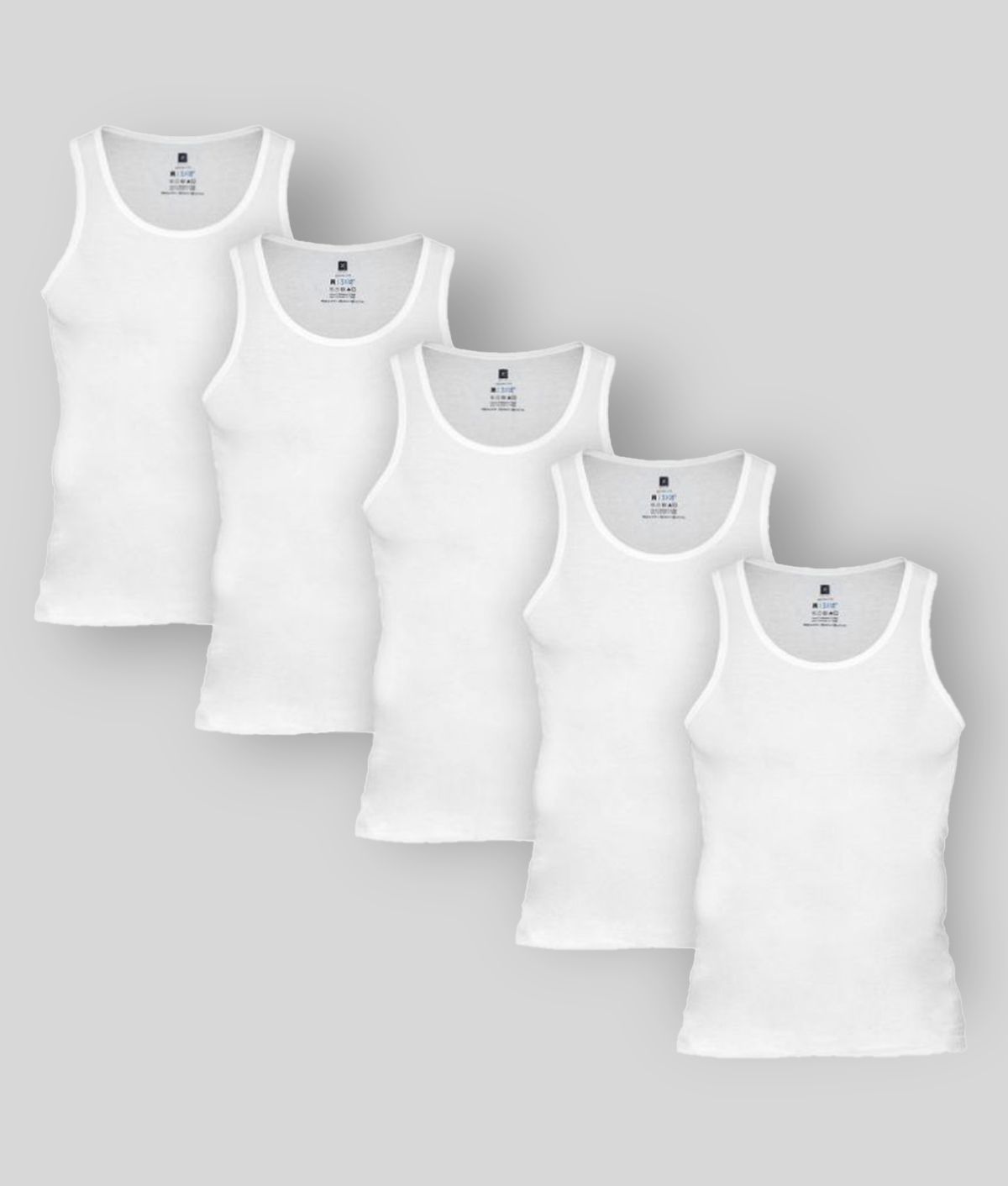    			XYXX - White Cotton Blend Men's Vest  ( Pack of 5 )