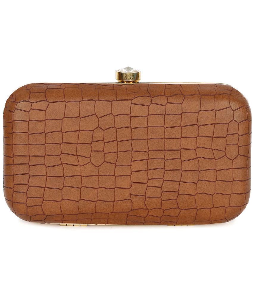 Buy 1AAROW - Tan Faux Leather Box Clutch at Best Prices in India - Snapdeal