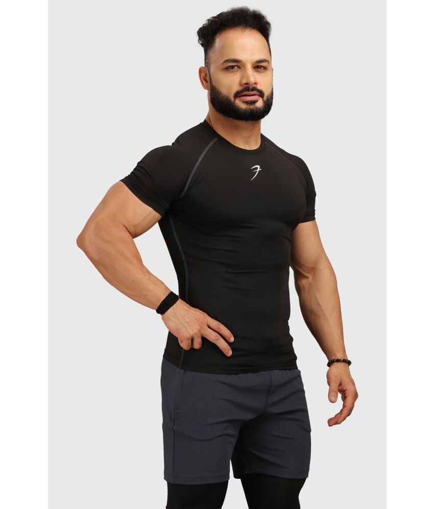     			Fuaark - Black Polyester Slim Fit Men's Compression T-Shirt ( Pack of 1 )