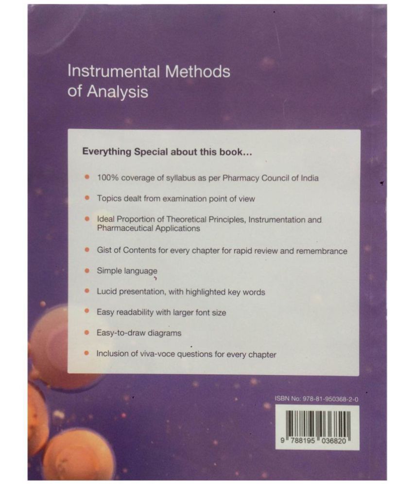 Instrumental Methods of Analysis For 7th Semester B.Pharm as per PCI
