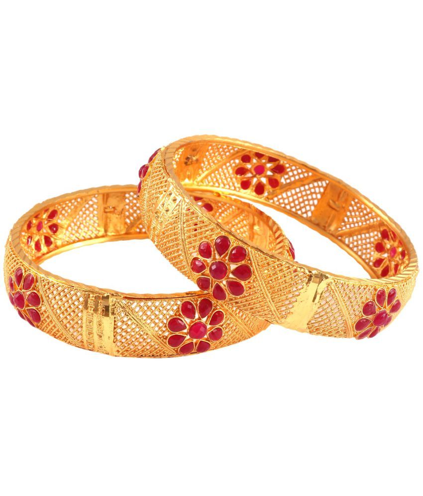     			Jewar Mandi - Gold Bangle Set ( Pack of 1 )