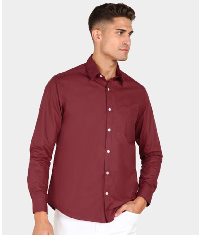     			Life Roads 100 Percent Cotton Maroon Solids Party wear Shirt Single Pack