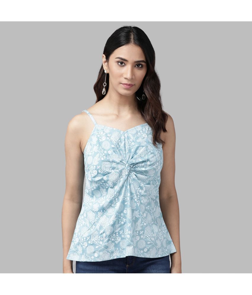     			Yash Gallery - Blue Rayon Women's Twisted Top ( Pack of 1 )
