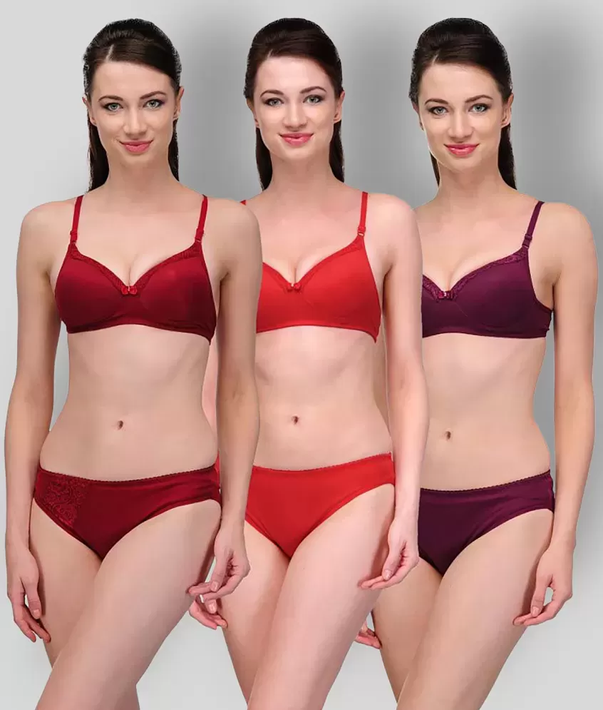 Selfcare Set Of 2 Padded Bra & Panty Set In Pink & Red at Rs 599, Bra and  Brief Sets in New Delhi