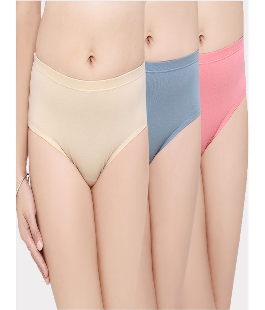     			IN CARE LINGERIE Pack of 3 Blended Solid Women's Briefs ( Multicolor )