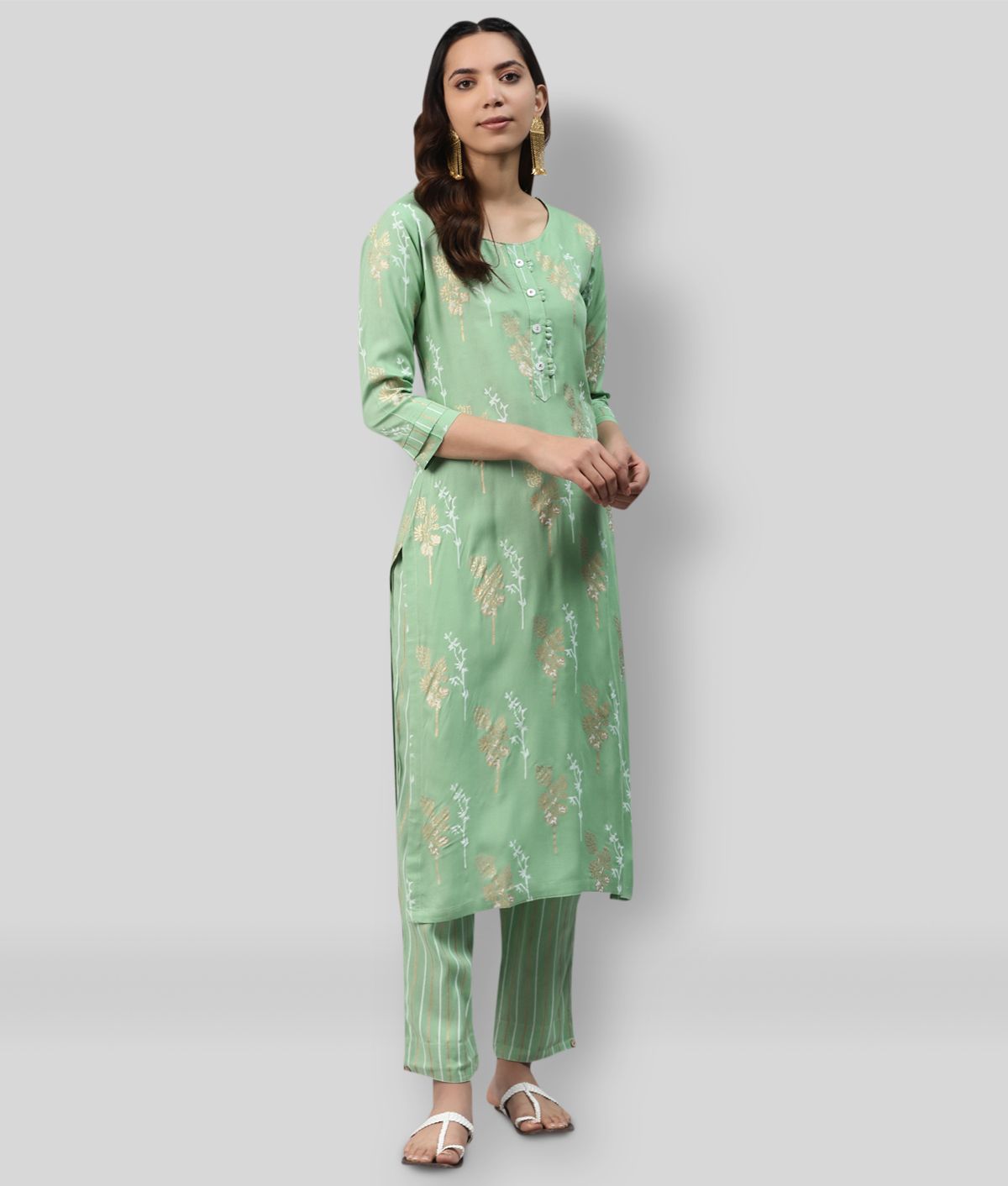     			JC4U - green Straight Rayon Women's Stitched Salwar Suit ( Pack of 1 )