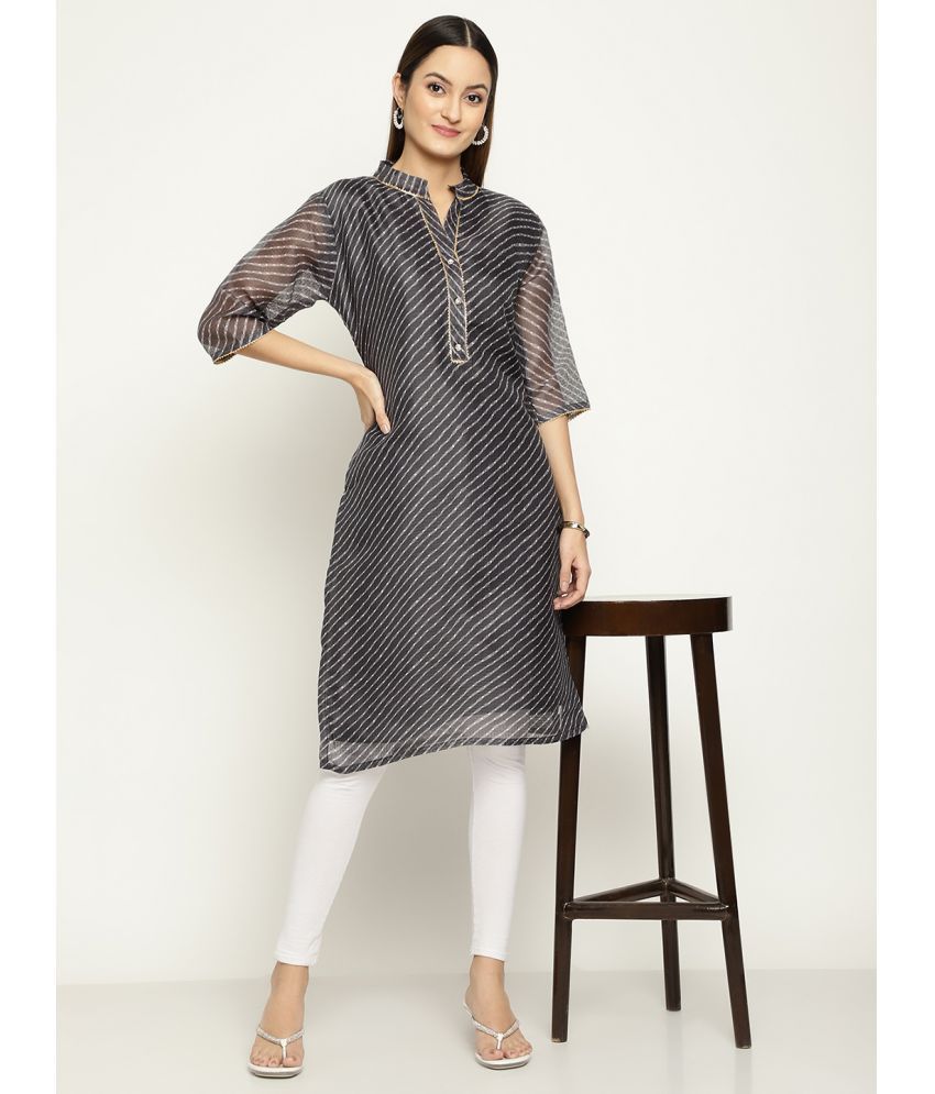     			Queenley - Grey Silk Women's Straight Kurti ( Pack of 1 )