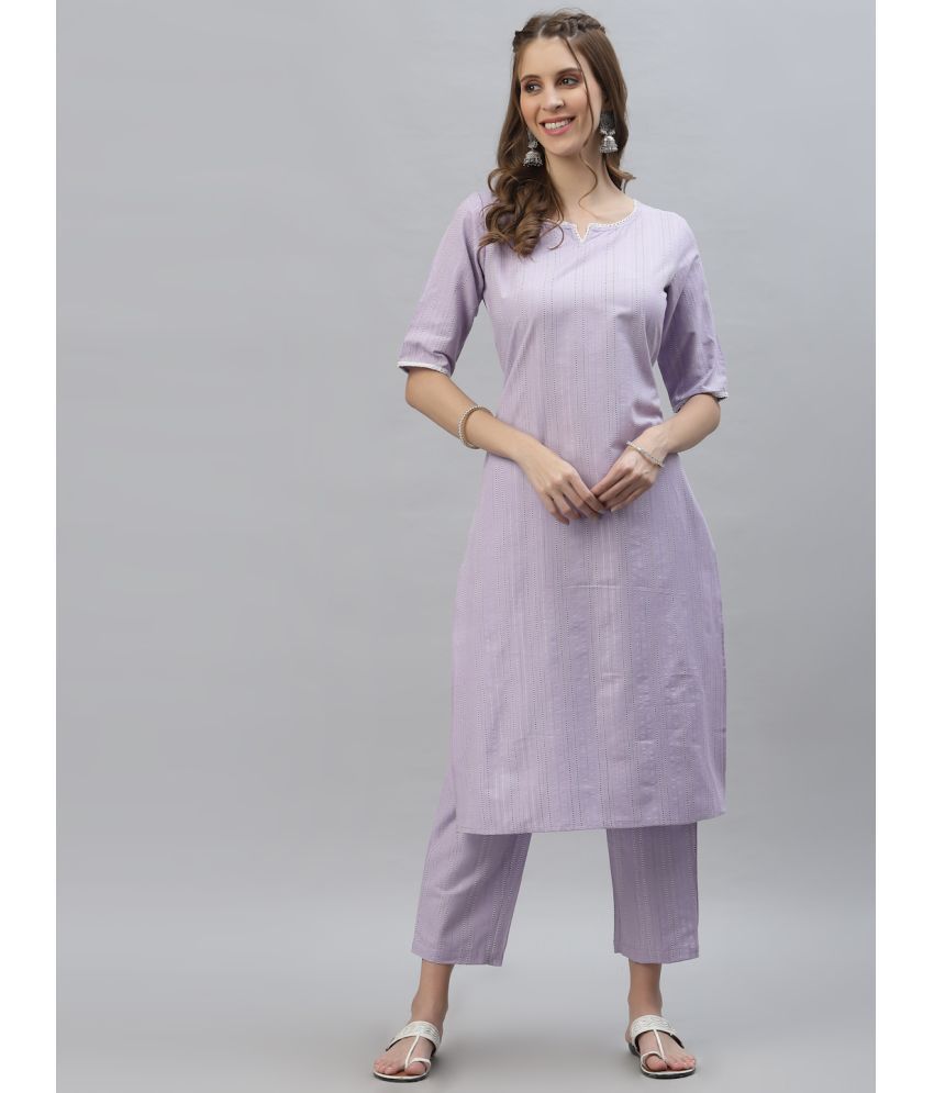     			Stylum - Mauve Straight Cotton Blend Women's Stitched Salwar Suit ( Pack of 1 )
