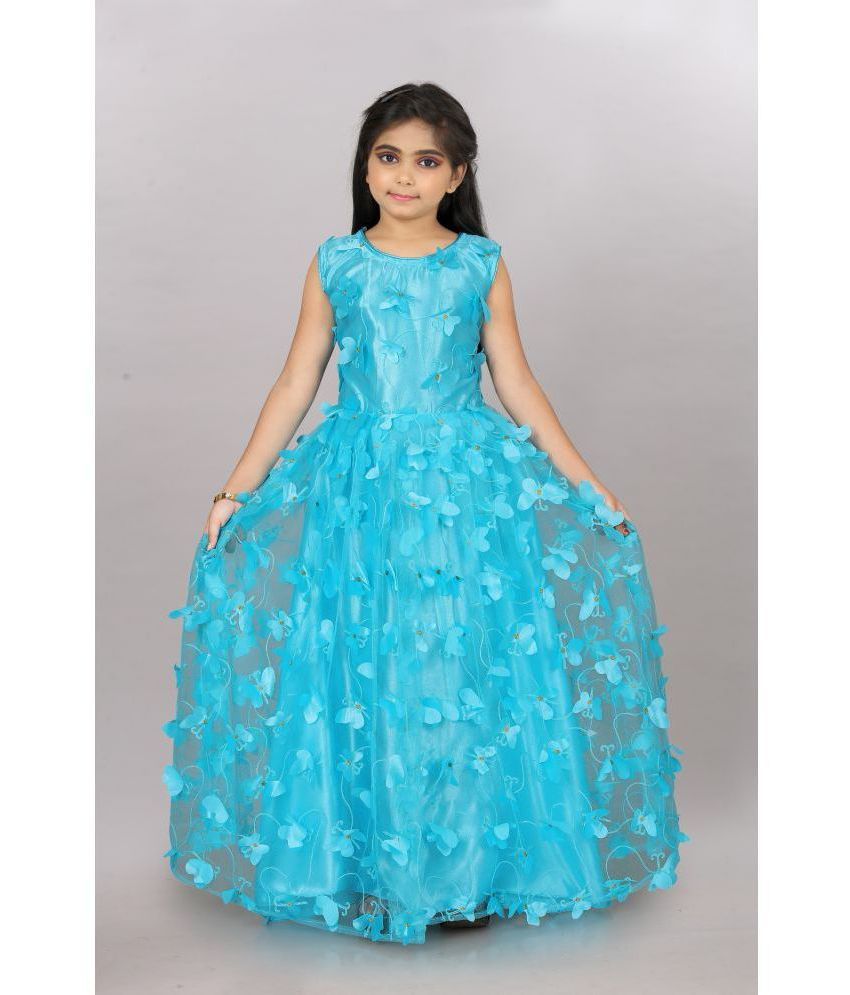     			Apnisha Net Gown For Girls ( Pack of 1 , Sky Blue )