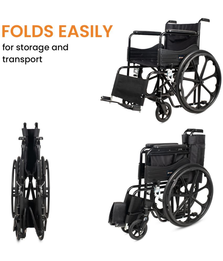 Arcatron Everyday Foldable Wheelchair, Sturdy X-frame, Rear Mag Wheels ...