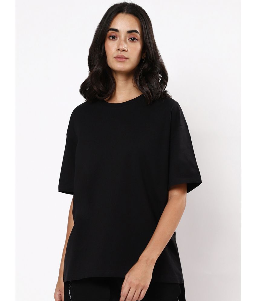     			Bewakoof - Black Cotton Loose Fit Women's T-Shirt ( Pack of 1 )