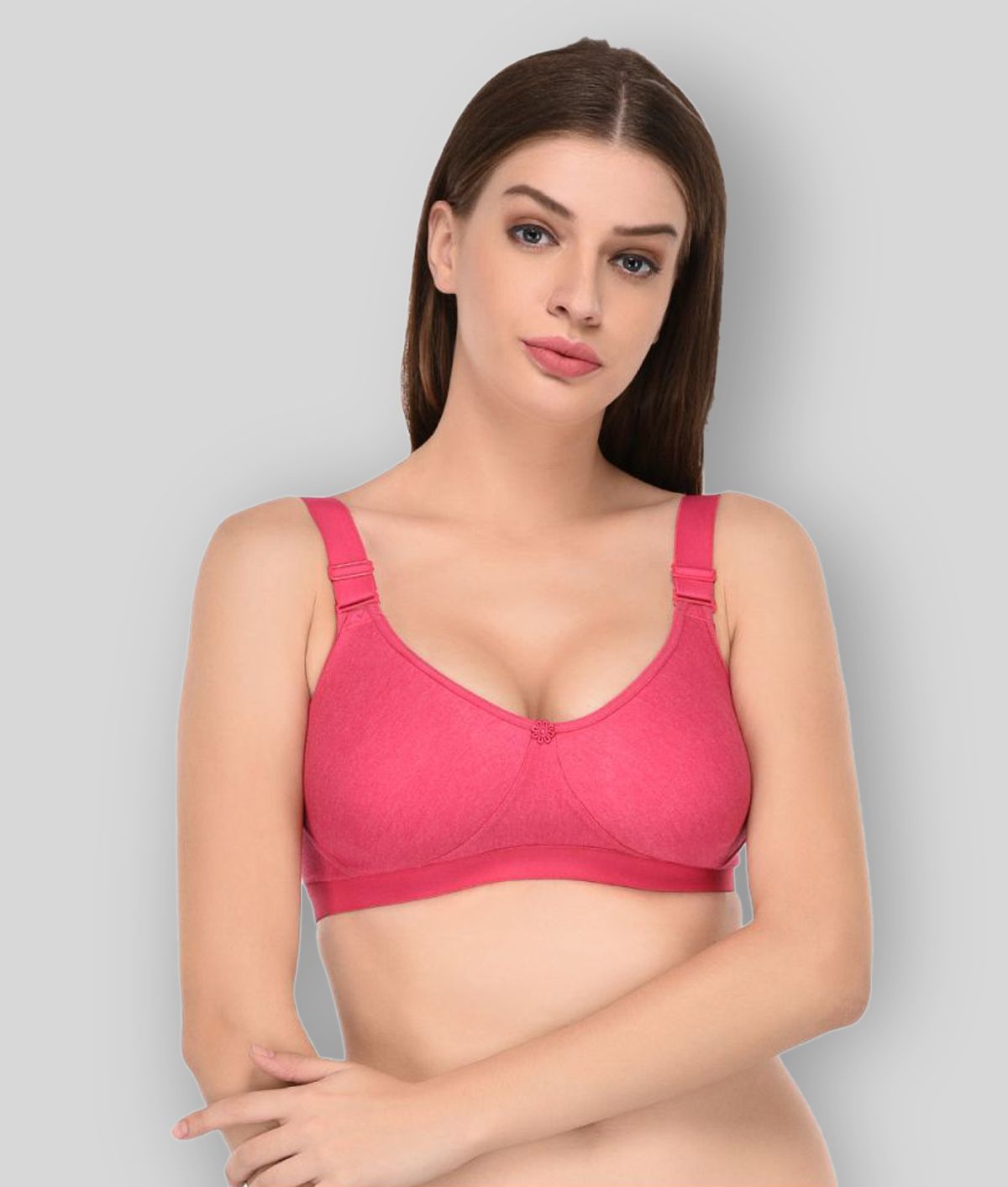     			Elina - Pink Cotton Non - Padded Women's Everyday Bra ( Pack of 1 )