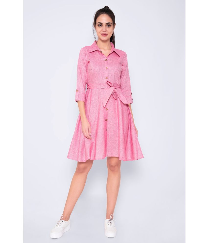     			GOD BLESS - Pink Cotton Women's Shirt Dress ( Pack of 1 )