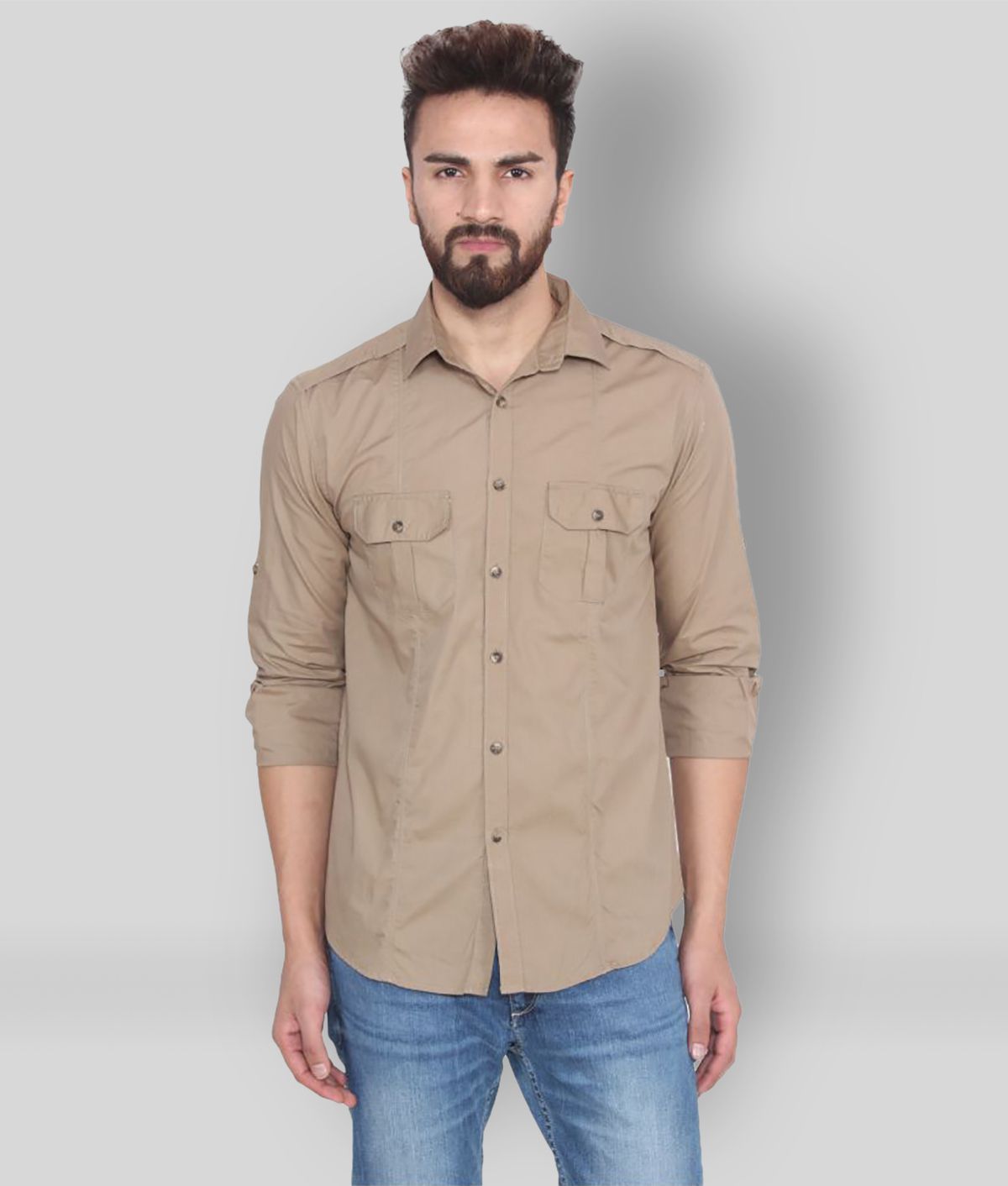 Hangup - Khaki Cotton Slim Fit Men's Casual Shirt ( Pack of 1 )
