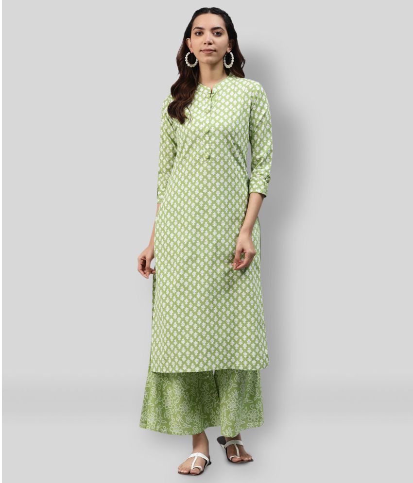     			JC4U - Green Straight Cotton Women's Stitched Salwar Suit ( Pack of 1 )