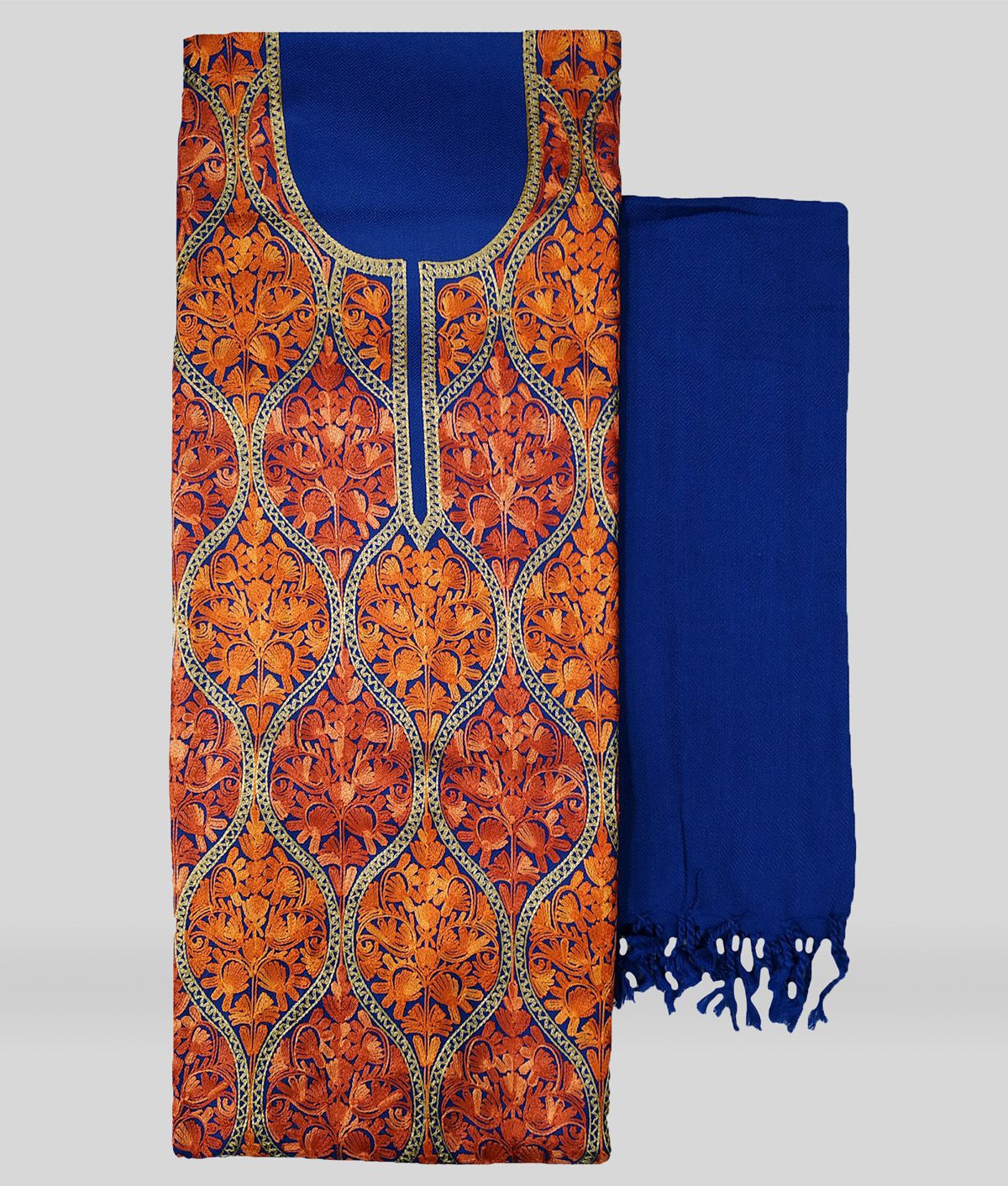     			KASHMIRI Blue Woollen Dress Material