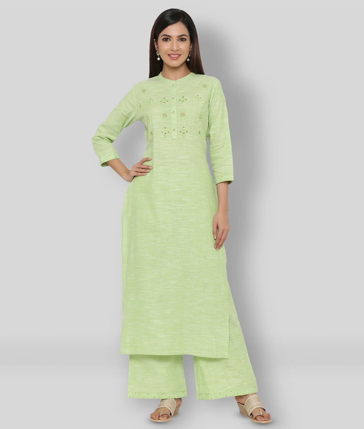     			KIPEK - Mint Green Straight Cotton Women's Stitched Salwar Suit ( Pack of 1 )