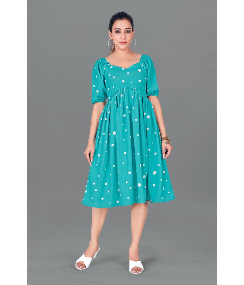     			MIRROW TRADE - Light Blue Polyester Blend Women's Fit & Flare Dress ( Pack of 1 )