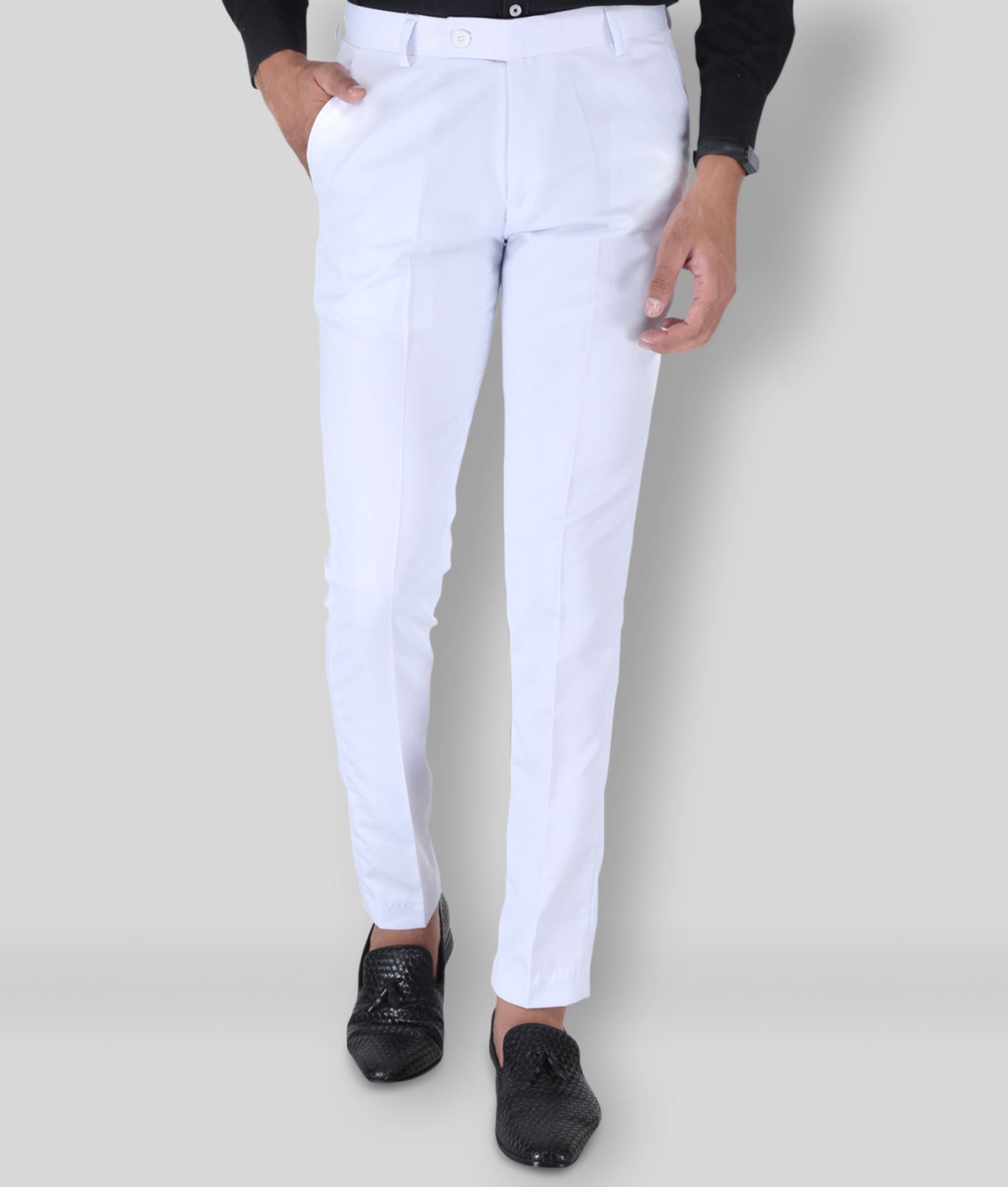     			SREY - White Polycotton Slim - Fit Men's Chinos ( Pack of 1 )