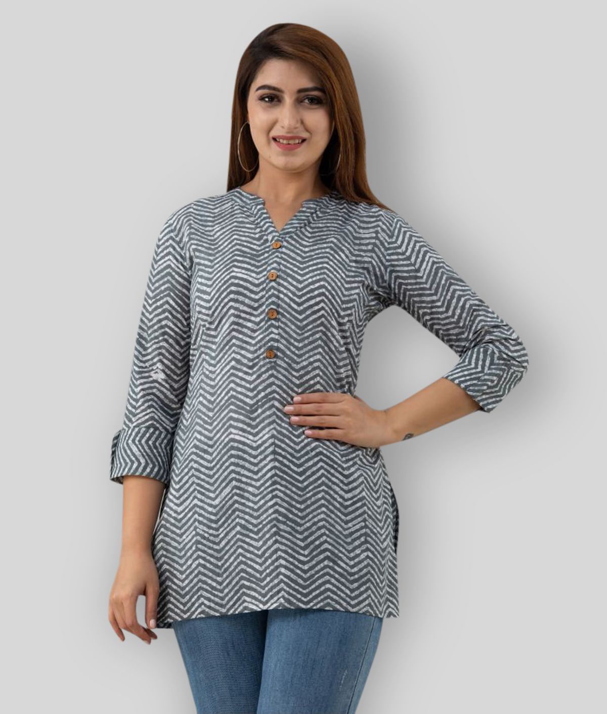     			SVARCHI - Light Grey Cotton Blend Women's Tunic ( Pack of 1 )