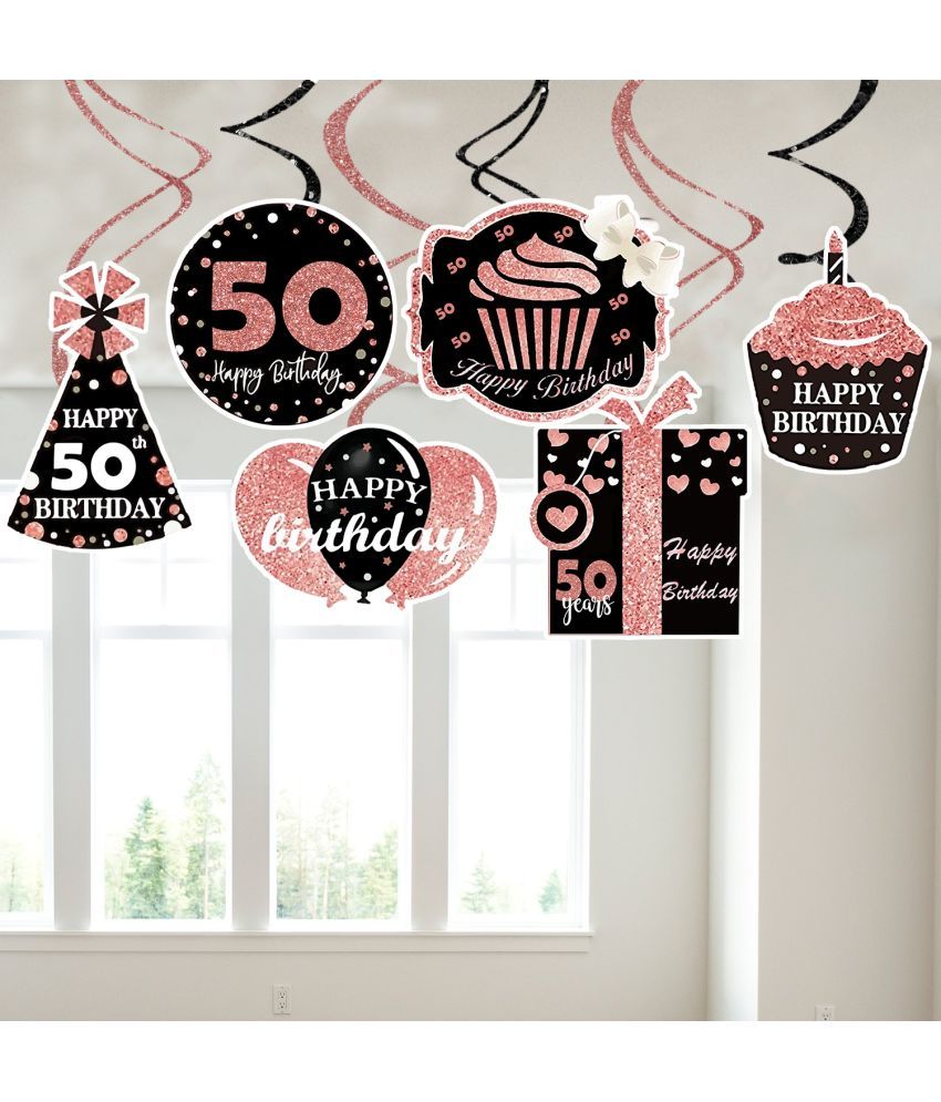     			Zyozi 50th Birthday Decorations Cheers to 50 Years 50th Birthday Banner with Swirls and Balloon for Men Women Rose Gold Backdrop Wedding Anniversary Party Supplies Decorations