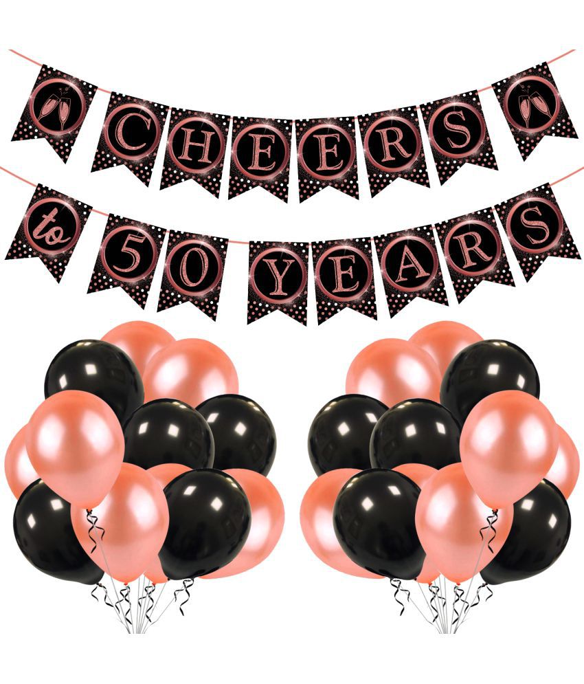     			Zyozi 50th Birthday Decorations Cheers to 50 Years 50th Birthday Banner with Swirls and Balloon for Men Women Rose Gold Backdrop Wedding Anniversary Party Supplies Decorations