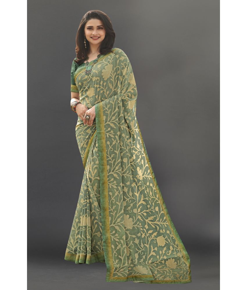     			BLEESBURY - Light Green Georgette Saree With Blouse Piece ( Pack of 1 )