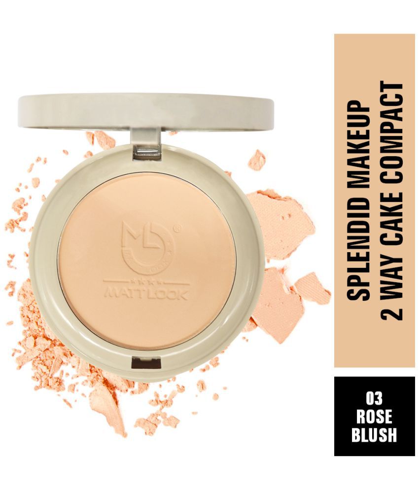     			Mattlook Splendid Makeup 2 Way Cake Pressed Compact Powder, Clear Without Flaws, Rose Blush (20gm)