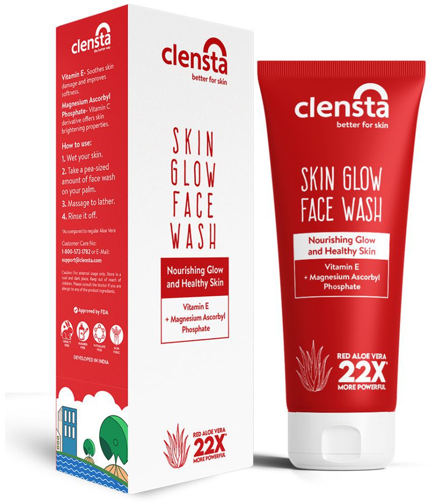 Clensta Skin Glow Face Wash, With Red Aloe Vera, Vitamin C and E, Non-drying, Best Face Wash for Brightening and Glowing Skin