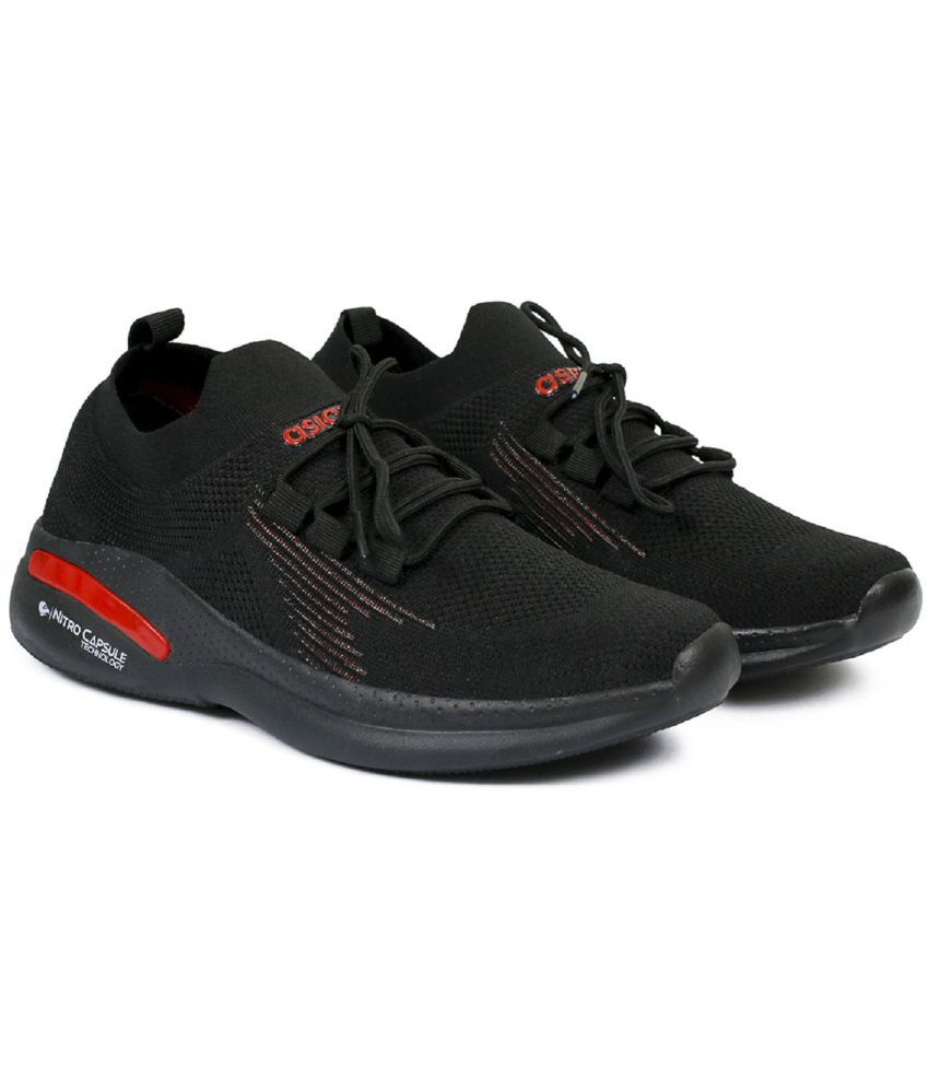 ASIAN Hattrick-21 Black Running Shoes