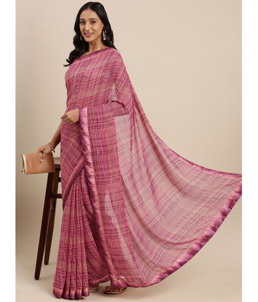     			BLEESBURY - Pink Georgette Saree With Blouse Piece ( Pack of 1 )