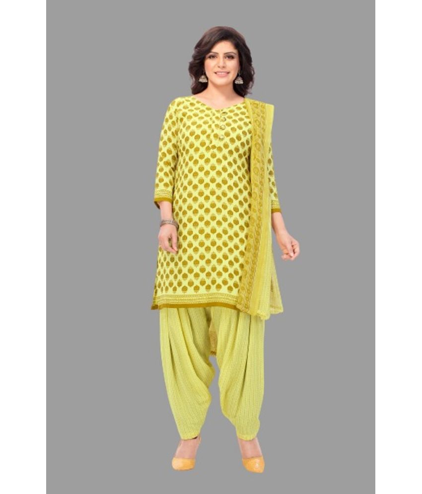     			SIMMU - Unstitched Yellow Crepe Dress Material ( Pack of 1 )