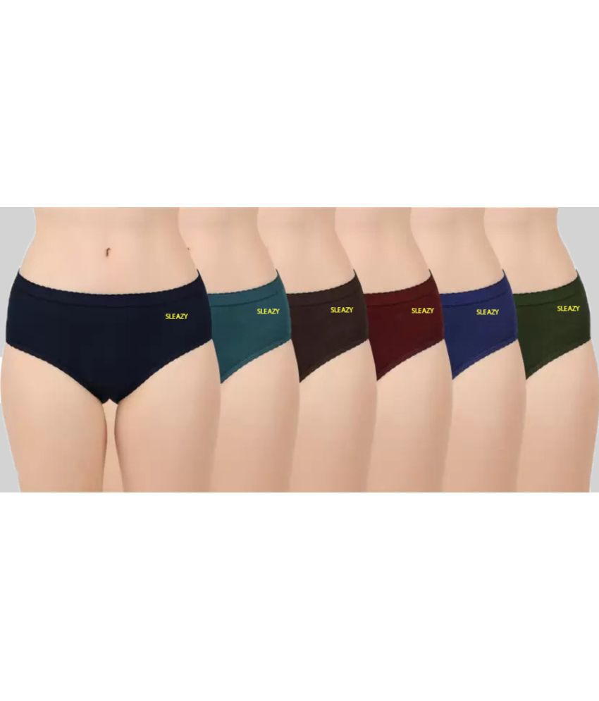     			Sleazy - Multicolor Cotton Solid Women's Briefs ( Pack of 6 )
