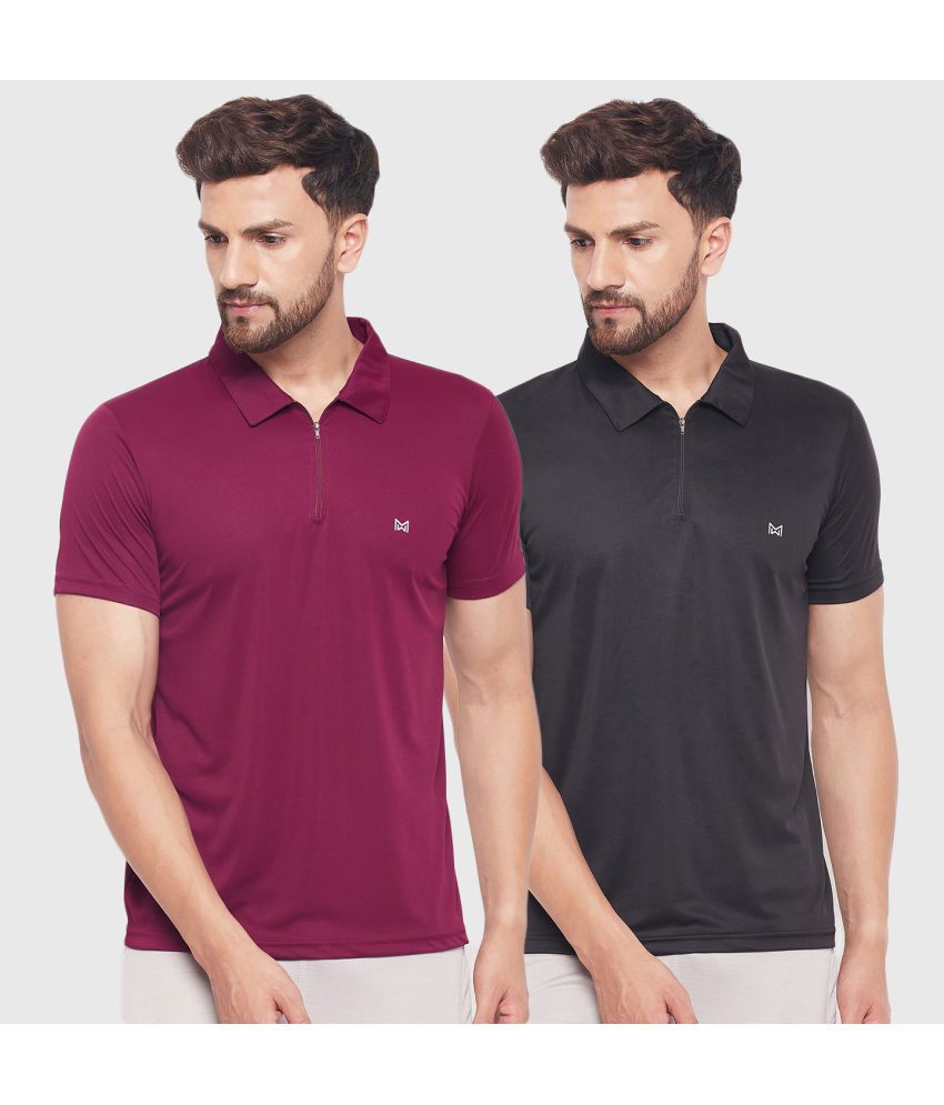     			White Moon - Maroon Polyester Regular Fit Men's Sports Polo T-Shirt ( Pack of 2 )