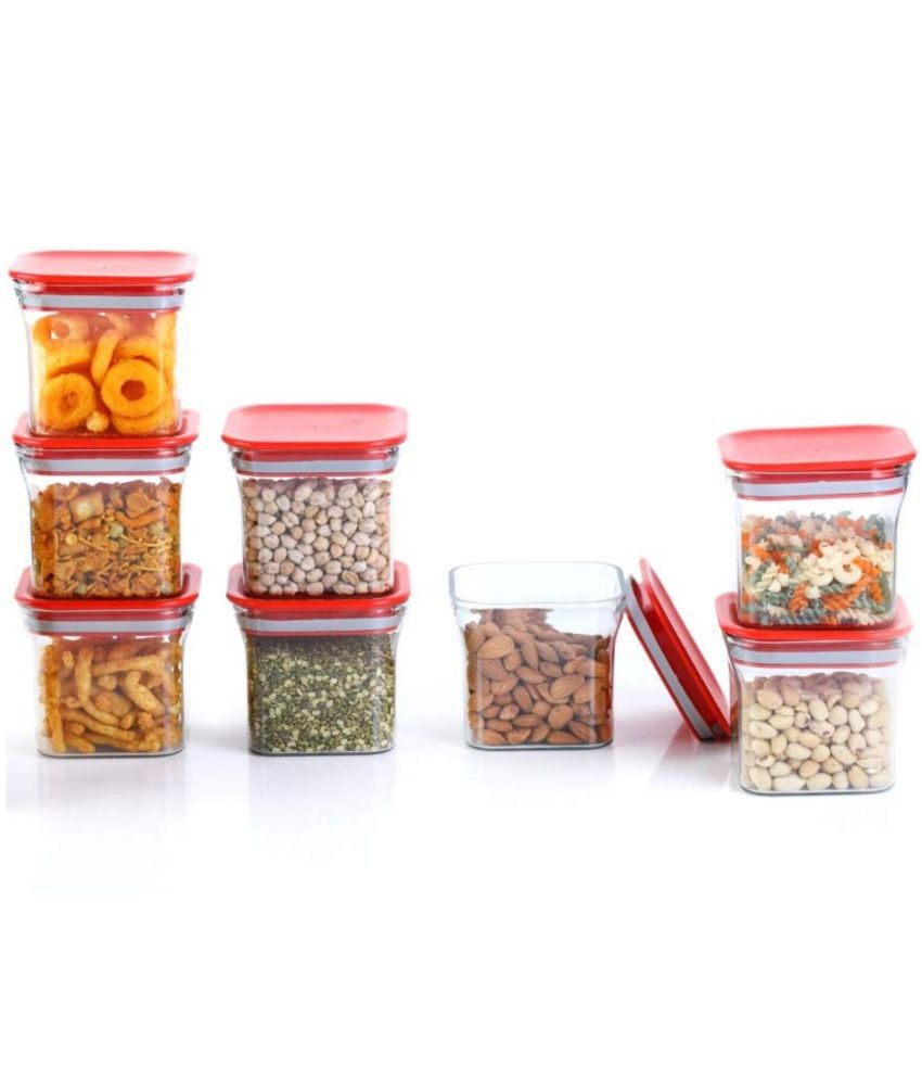     			Analog kitchenware - Polyproplene Red Food Container ( Set of 8 - 550 )