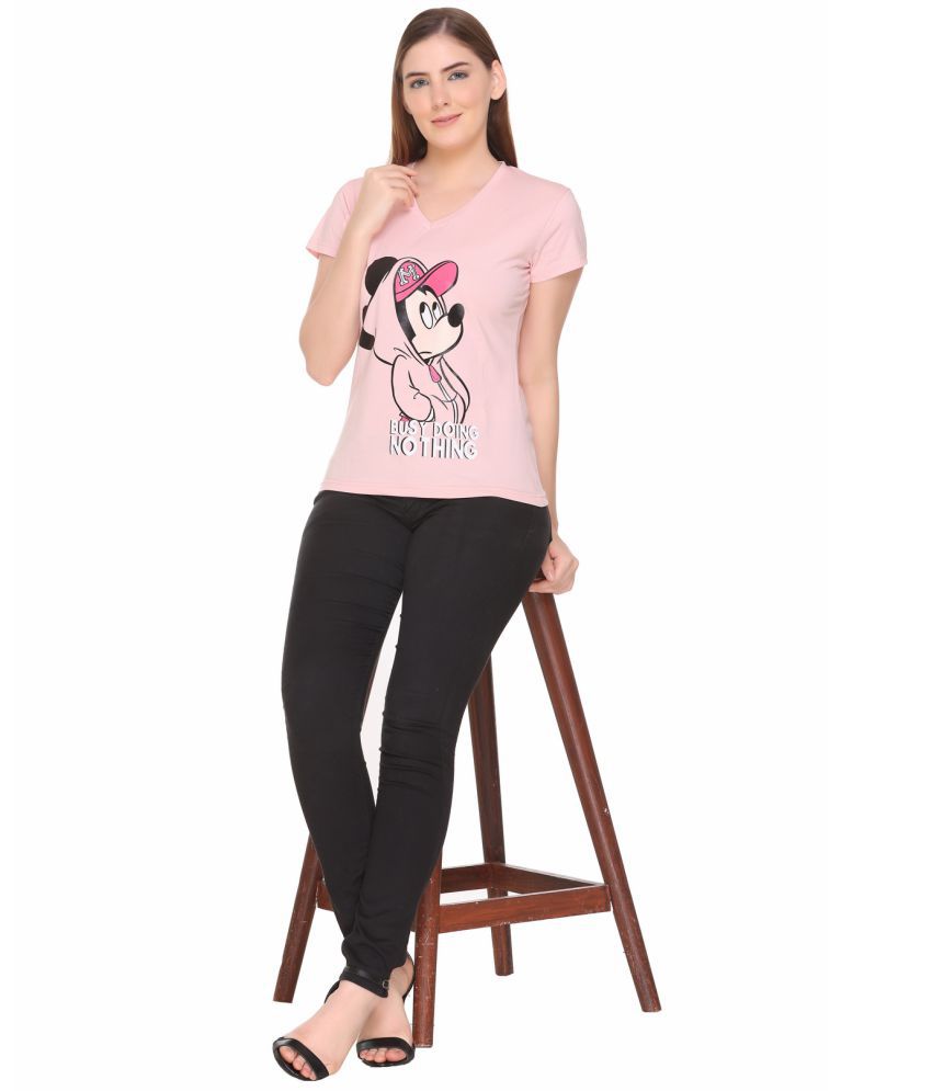     			RF RAVES - Pink Cotton Regular Fit Women's T-Shirt ( Pack of 1 )