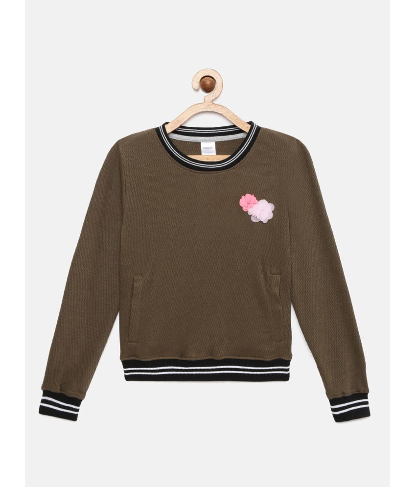     			MACKLY Girls Solid Sweatshirt ; Olive