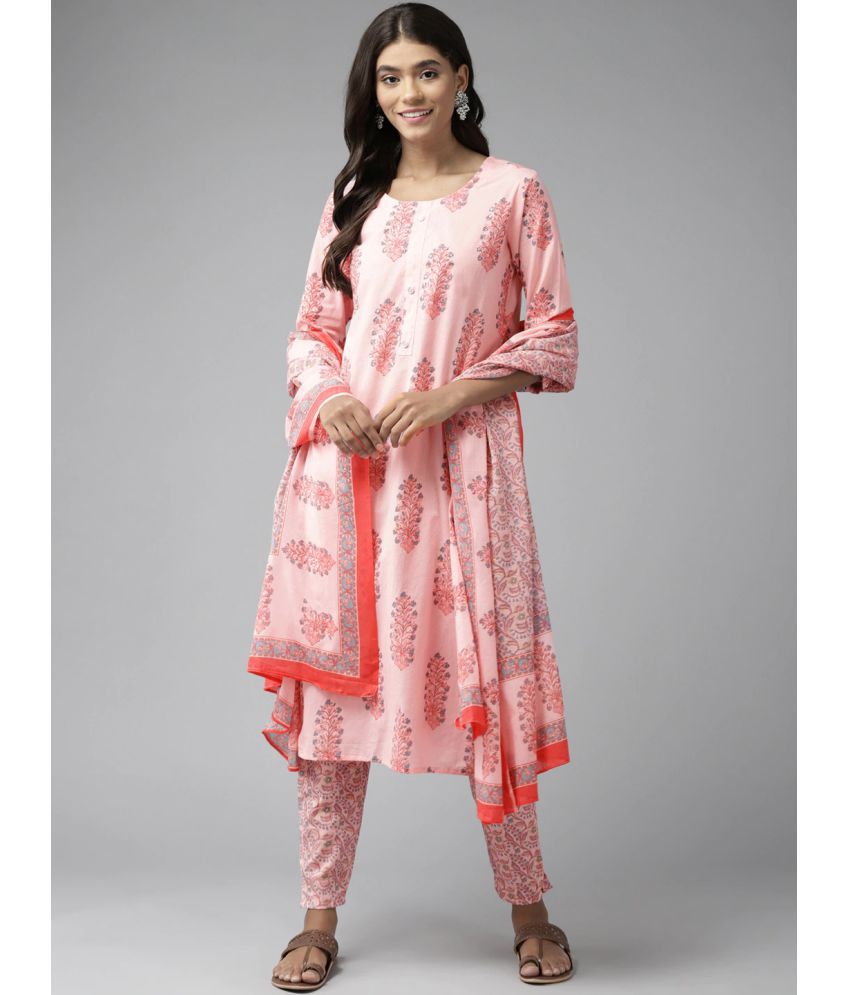     			Yufta - Pink Straight Cotton Women's Stitched Salwar Suit ( Pack of 1 )