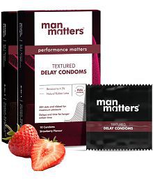 3-in-1 Strawberry Flavour Condoms for Men | Extra Dotted/ Crystal, Ribbed, Delay for Maximum Pleasure | Pack of 2