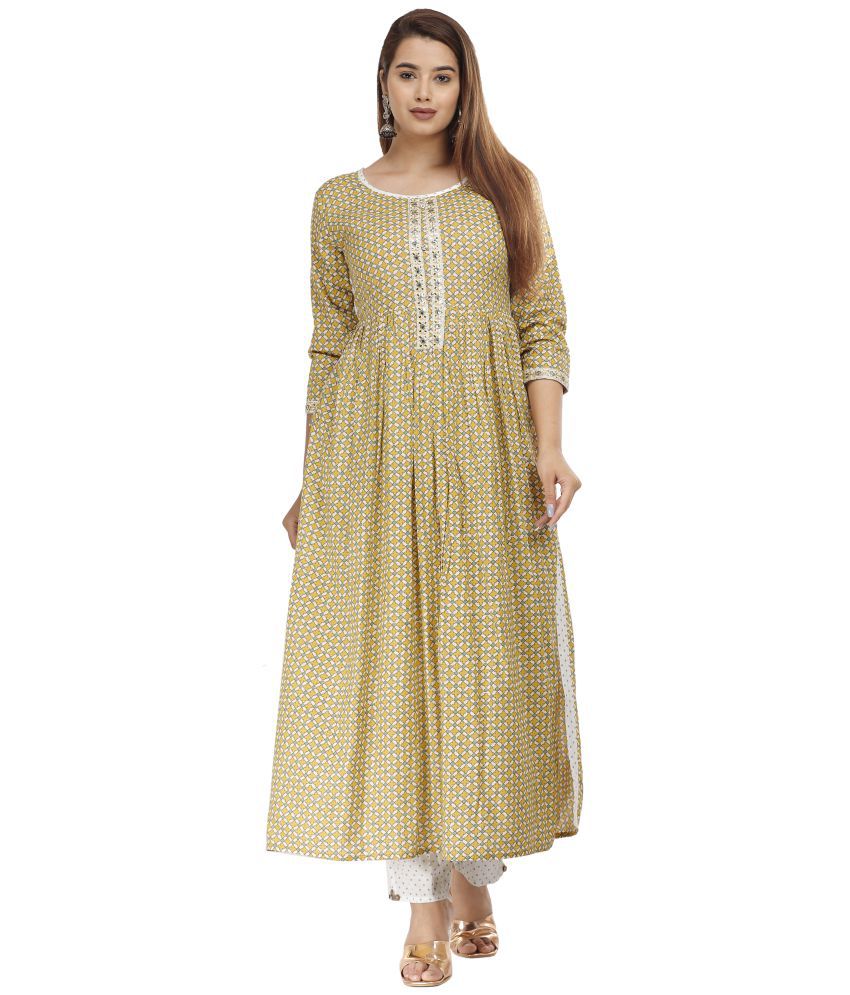     			JC4U - Mustard Straight Rayon Women's Stitched Salwar Suit ( Pack of 1 )
